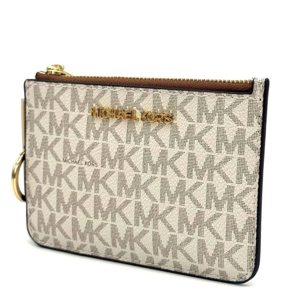 Michael Kors Jet Set Travel Small Signature Logo Coin Purse Vanilla